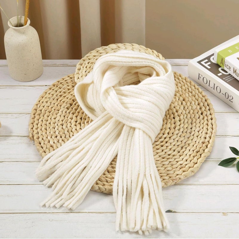 RARITYUS Kids Knitted Tassel Scarf Fashion Solid Color Toddler Soft Warm Scarves Neck Warmer Winter for Girls Womens - Image 3